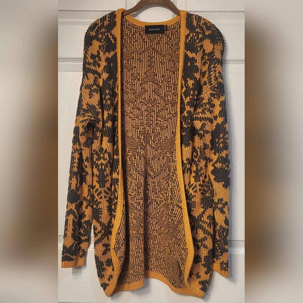 MINKPINK Orange and Gray Long Caridgan Size M/L